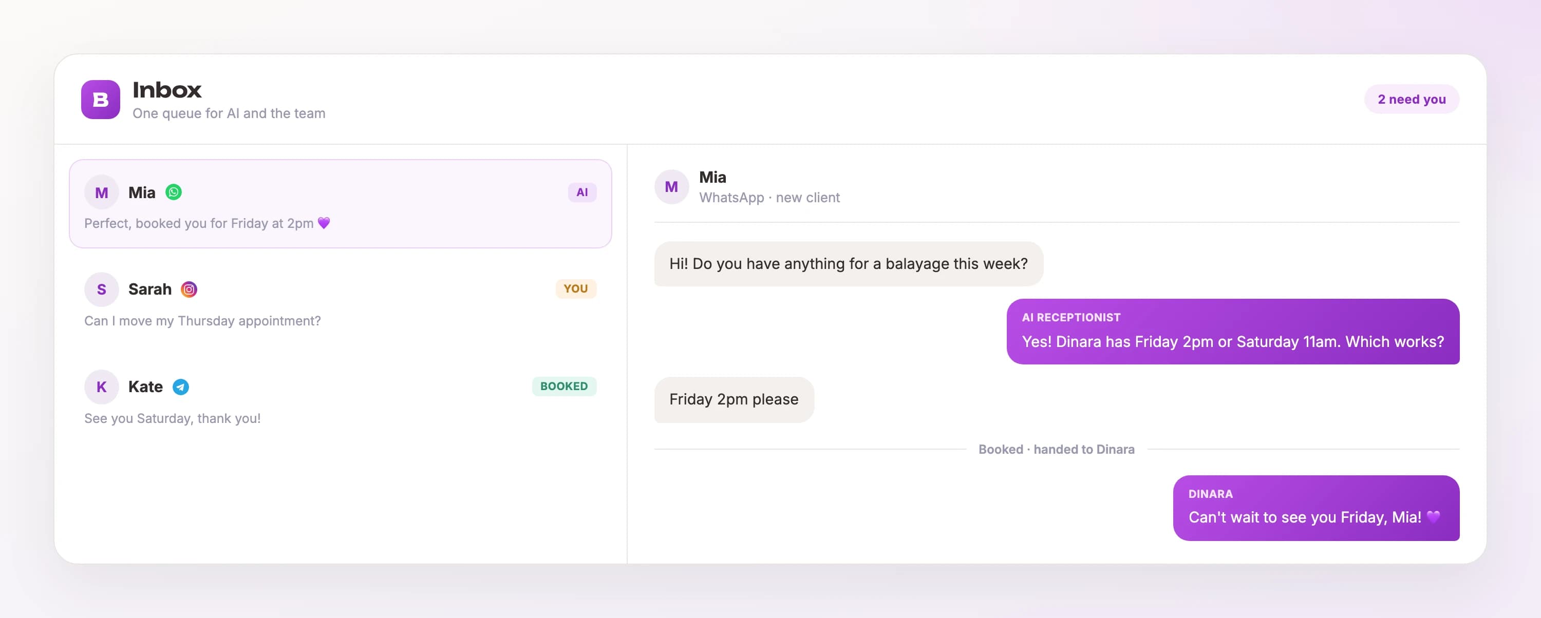 One inbox for the AI and your team